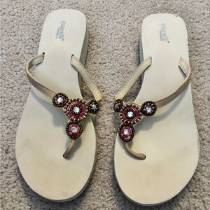 Capelli Women's Beaded flip flop with wedge heal